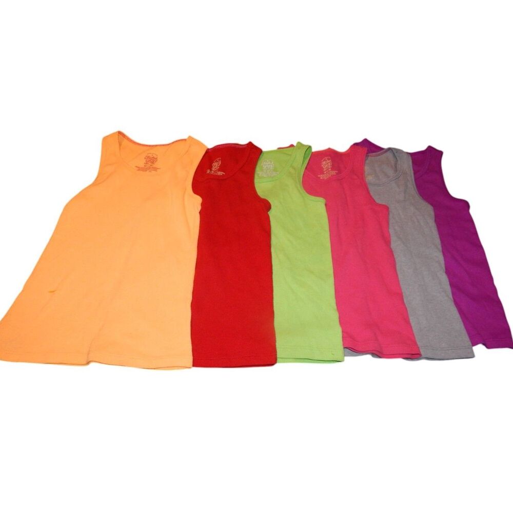 Girls Medium 7/8 Faded Glory 6pc Ribbed Tank Top Bundle